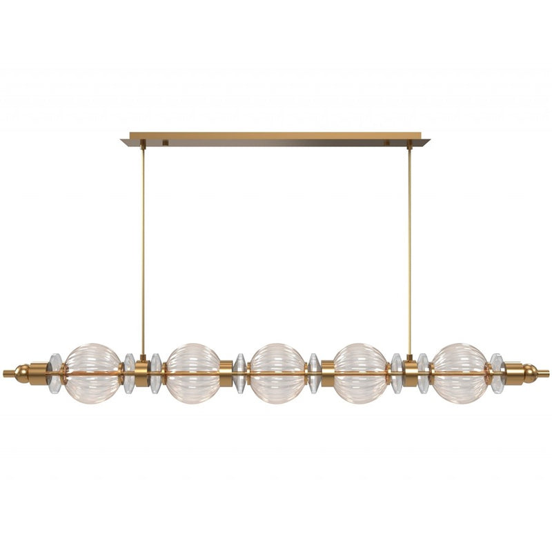 Avenue Lighting Avra 5 Light 5" Pendant, Aged Brass/Clear