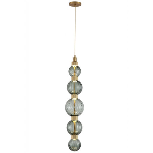 Avenue Zayna 5-Light 36"H LED Pendant, Brass/Green Glass - AEHF7960-AB-GRN