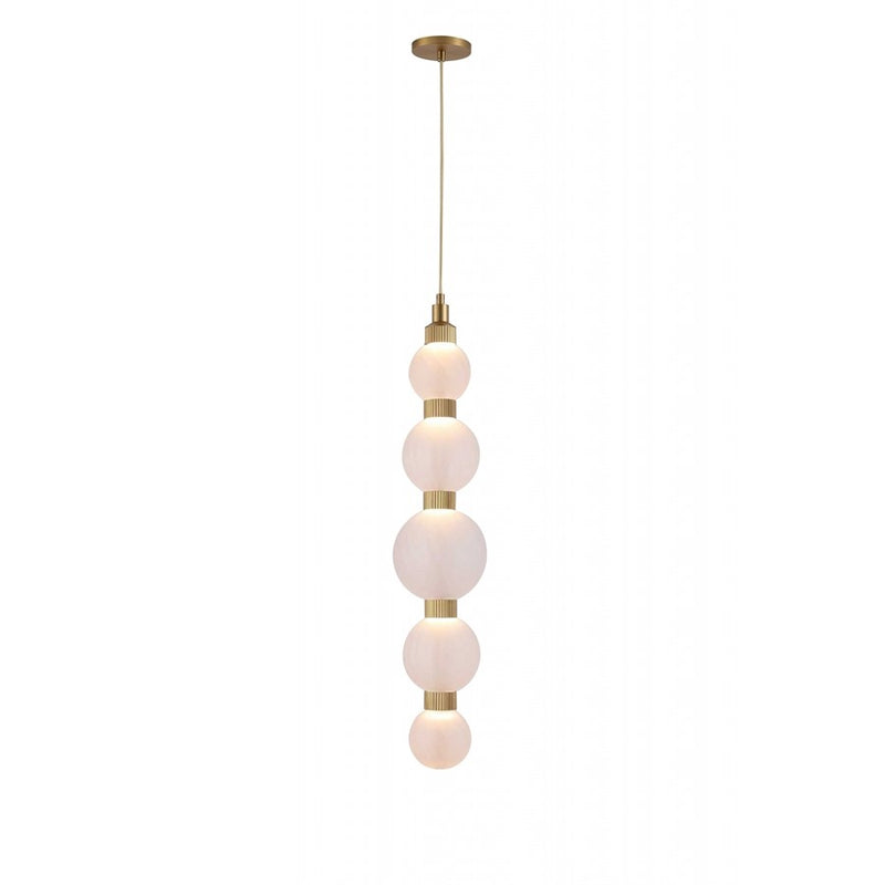 Avenue Zayna 5-Light 36"H LED Pendant, Brass/White Glass - AEHF7960-AB-WHT