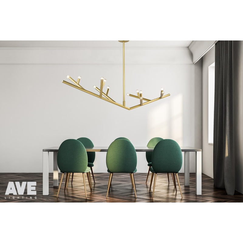 Avenue Lighting The Oaks 12 Light 15" Chandelier, Brushed Brass - HF8812-BB