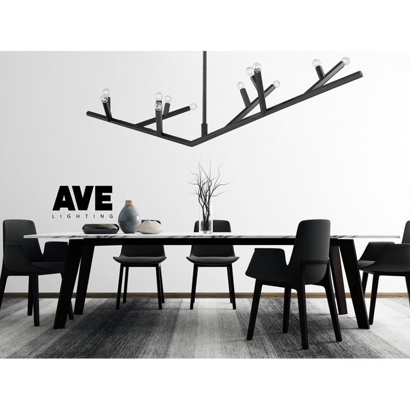 Avenue Lighting The Oaks 12 Light 15" Chandelier, Black - HF8812-BLK