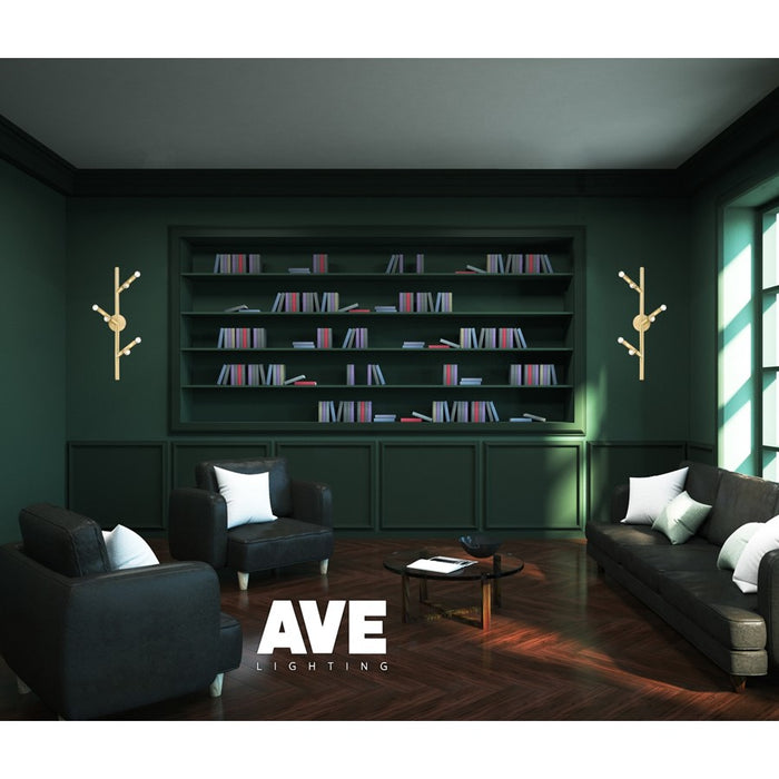 Avenue Lighting The Oaks 6 Light 36" Wall Sconce, Brushed Brass