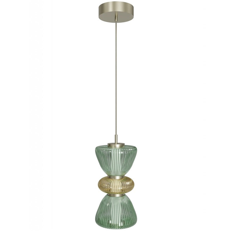 Avenue Lighting Rosewood 2 Light 19" Pendant, Aged Brass/Green