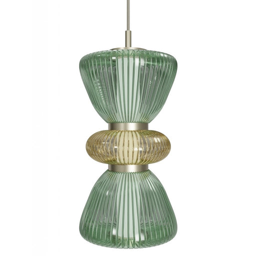 Avenue Lighting Rosewood 2 Light 19" Pendant, Aged Brass/Green