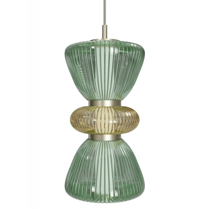 Avenue Lighting Rosewood 2 Light 19" Pendant, Aged Brass/Green