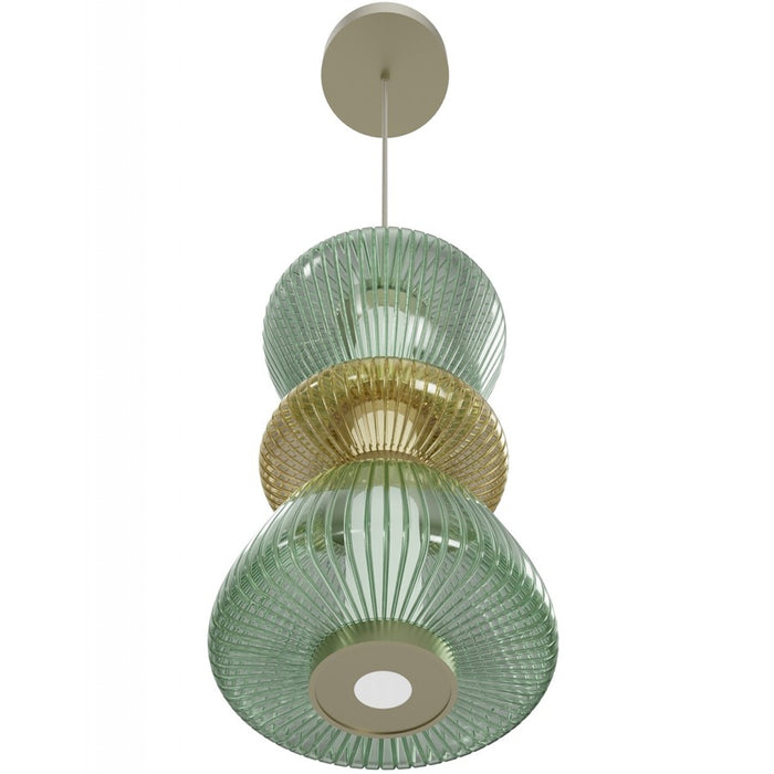 Avenue Lighting Rosewood 2 Light 19" Pendant, Aged Brass/Green