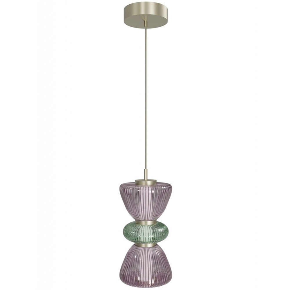 Avenue Lighting Rosewood 2 Light 19" Pendant, Aged Brass/Purple
