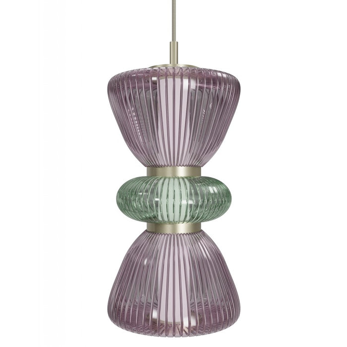 Avenue Lighting Rosewood 2 Light 19" Pendant, Aged Brass/Purple