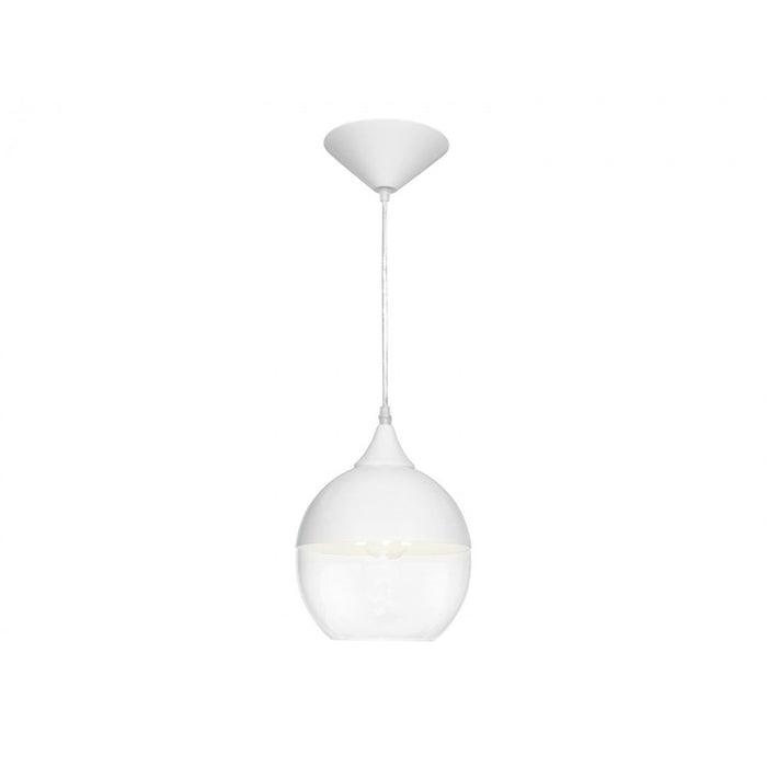 Avenue Lighting Robertson Blvd. 1 Light 8" Pendant, White /Clear - HF9111-WHT
