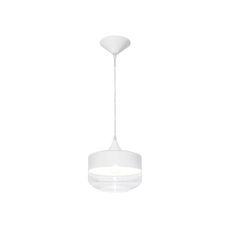 Avenue Lighting Robertson Blvd. 1 Light 10" Pendant, White /Clear