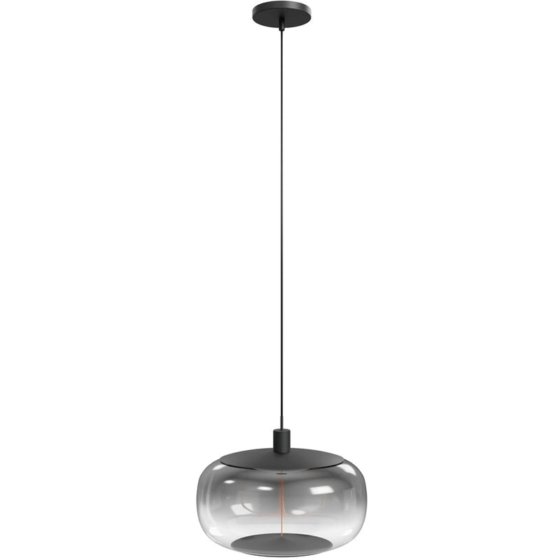 Avenue Lighting Monaco 1 Light 8" Pendant, Black/Smoky