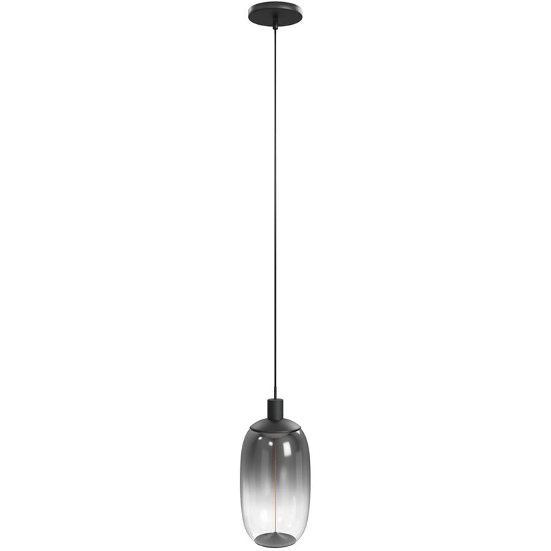 Avenue Lighting Monaco 1 Light 15" Pendant, Black/Smoky