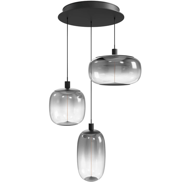 Avenue Lighting Monaco 3Lt 180" Pendant, Black /Gradient Smoke - HF9173-BK