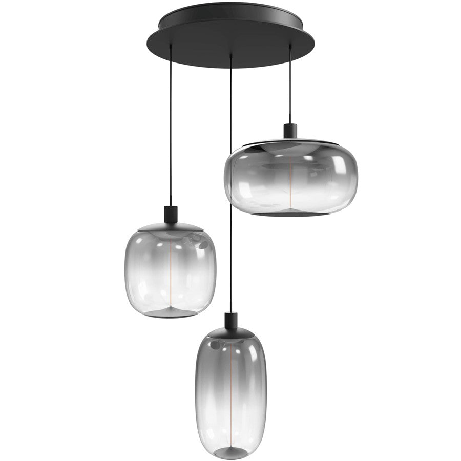 Avenue Lighting Monaco 3Lt 180" Pendant, Black /Gradient Smoke - HF9173-BK