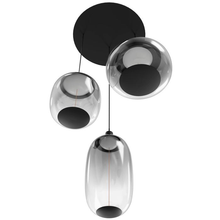 Avenue Lighting Monaco 3Lt 180" Pendant, Black /Gradient Smoke
