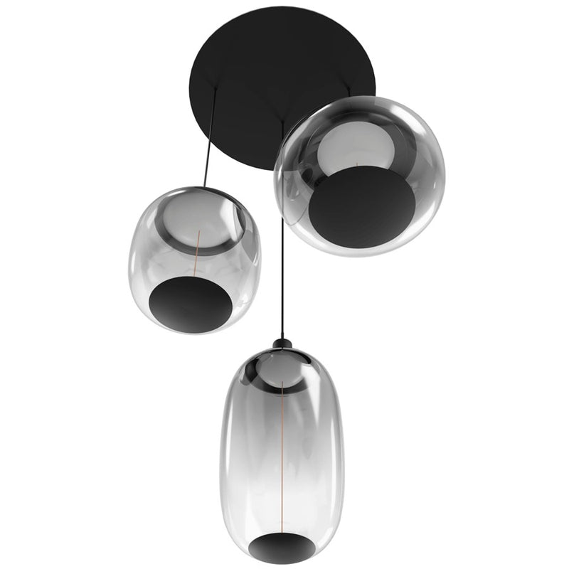 Avenue Lighting Monaco 3Lt 180" Pendant, Black /Gradient Smoke - HF9173-BK