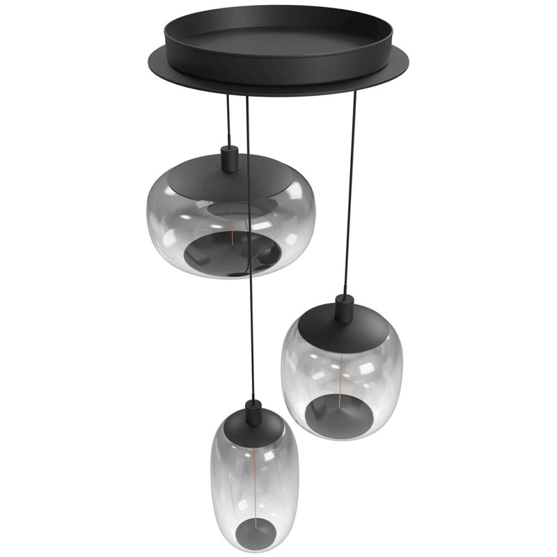 Avenue Lighting Monaco 3Lt 180" Pendant, Black /Gradient Smoke - HF9173-BK