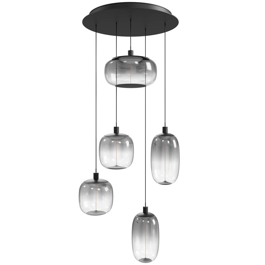 Avenue Lighting Monaco 5Lt 180" Pendant, Black /Gradient Smoke - HF9175-BK