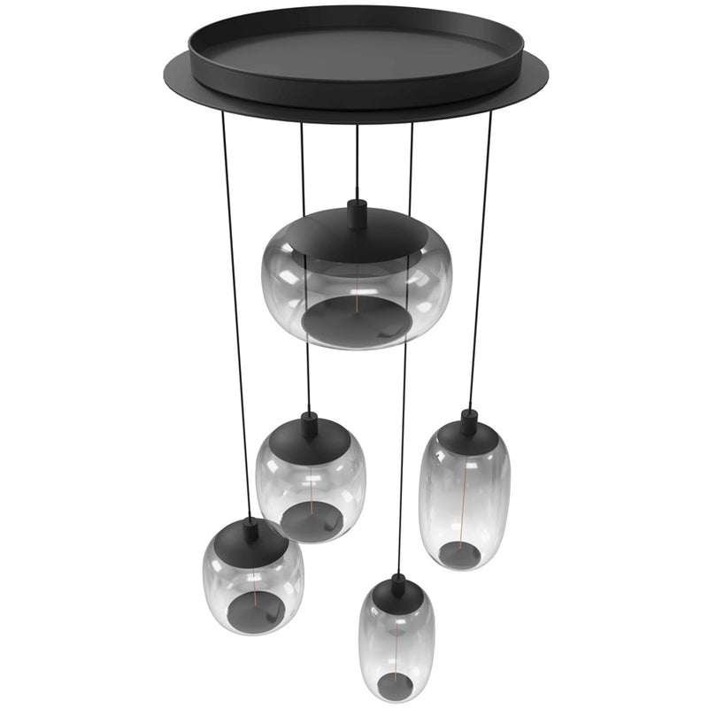 Avenue Lighting Monaco 5Lt 180" Pendant, Black /Gradient Smoke - HF9175-BK