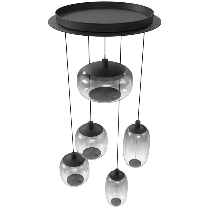 Avenue Lighting Monaco 5Lt 180" Pendant, Black /Gradient Smoke