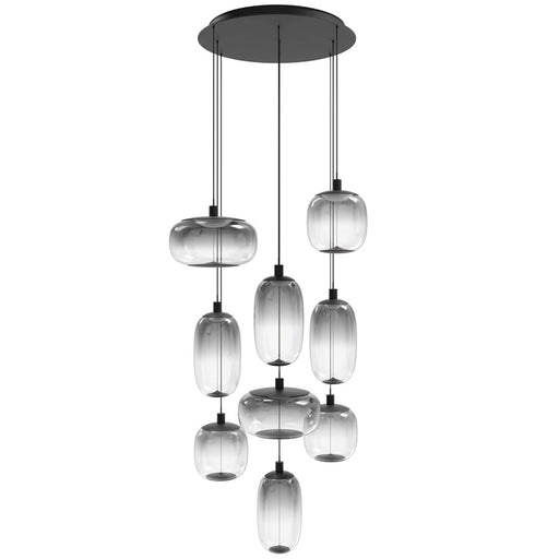 Avenue Lighting Monaco 9Lt 180" Pendant, Black /Gradient Smoke - HF9179-BK