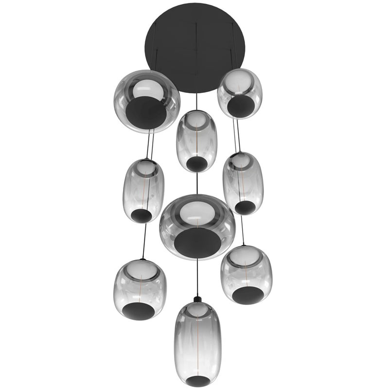 Avenue Lighting Monaco 9Lt 180" Pendant, Black /Gradient Smoke - HF9179-BK