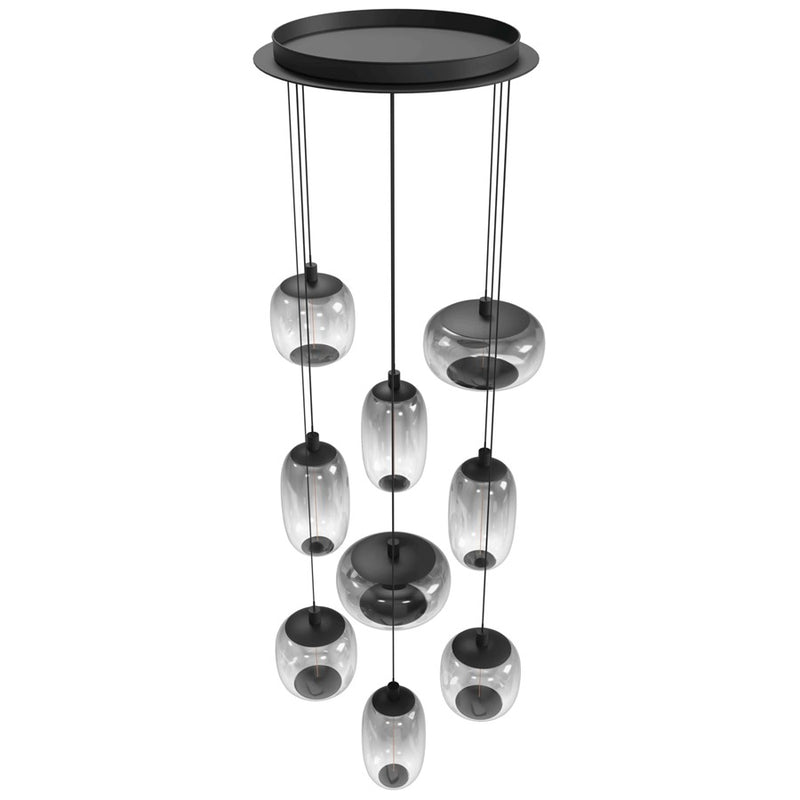 Avenue Lighting Monaco 9Lt 180" Pendant, Black /Gradient Smoke - HF9179-BK