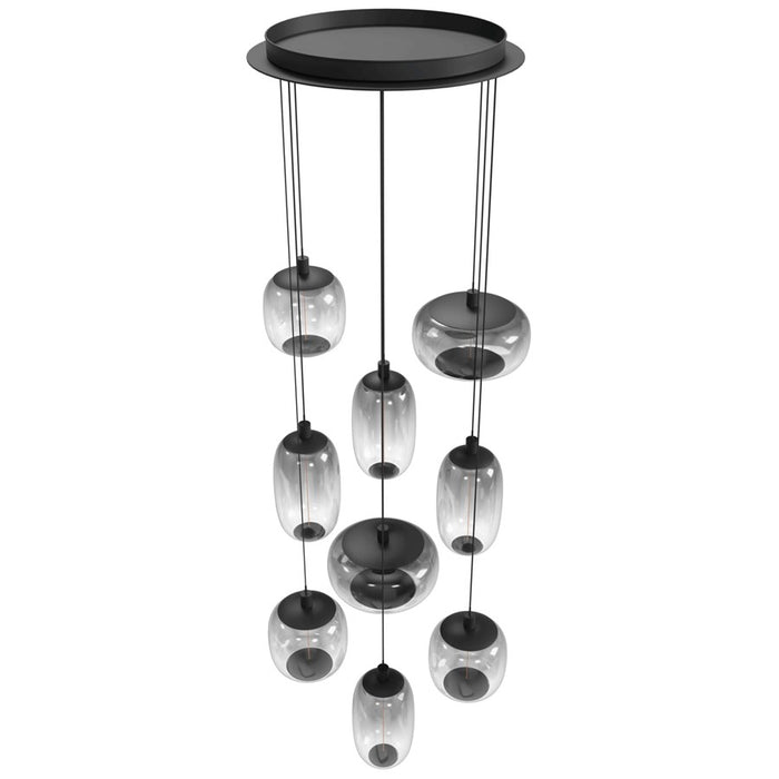 Avenue Lighting Monaco 9Lt 180" Pendant, Black /Gradient Smoke