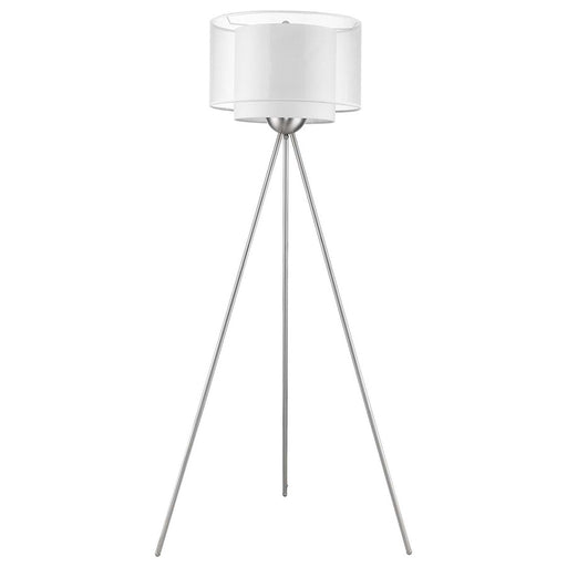 Acclaim Brella 1 Light Floor Lamp, Nickel/Snow Shantung 2 Tier