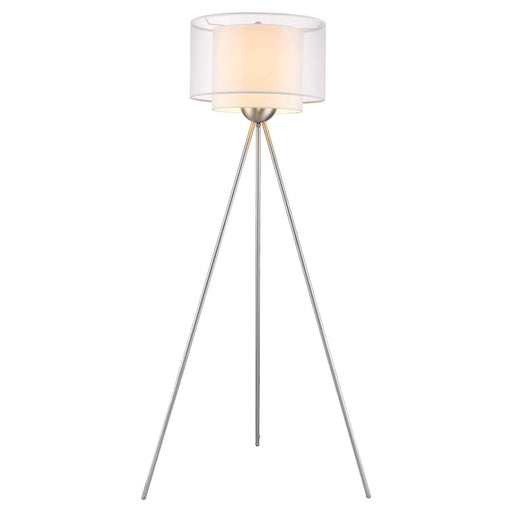 Acclaim Brella 1 Light Floor Lamp, Nickel/Snow Shantung 2 Tier