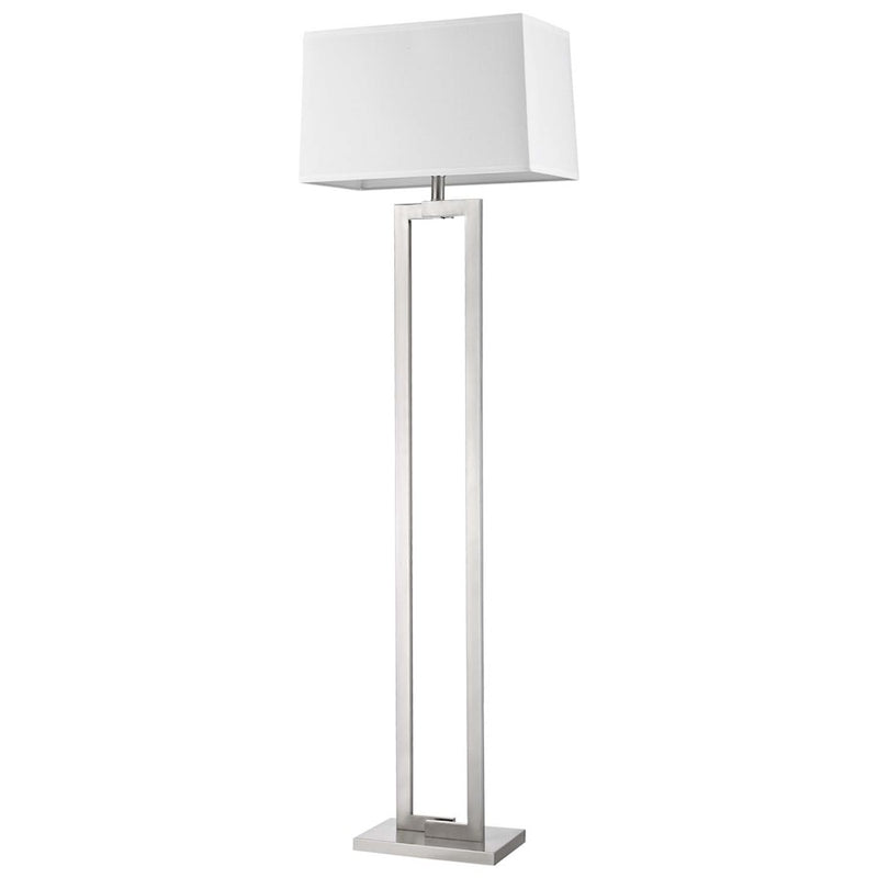 Acclaim Riley 1 Light Floor Lamp, Nickel/Off-White Shantung