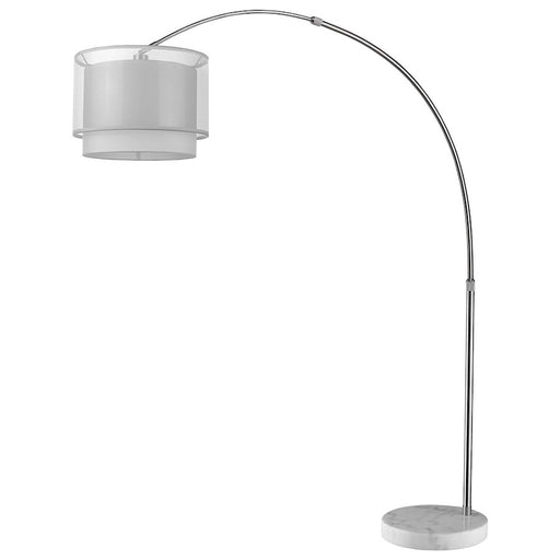 Acclaim Brella Arc Floor Lamp, Nickel/Snow Shantung 2 Tier