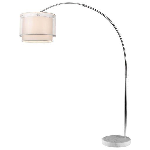 Acclaim Brella Arc Floor Lamp, Nickel/Snow Shantung 2 Tier