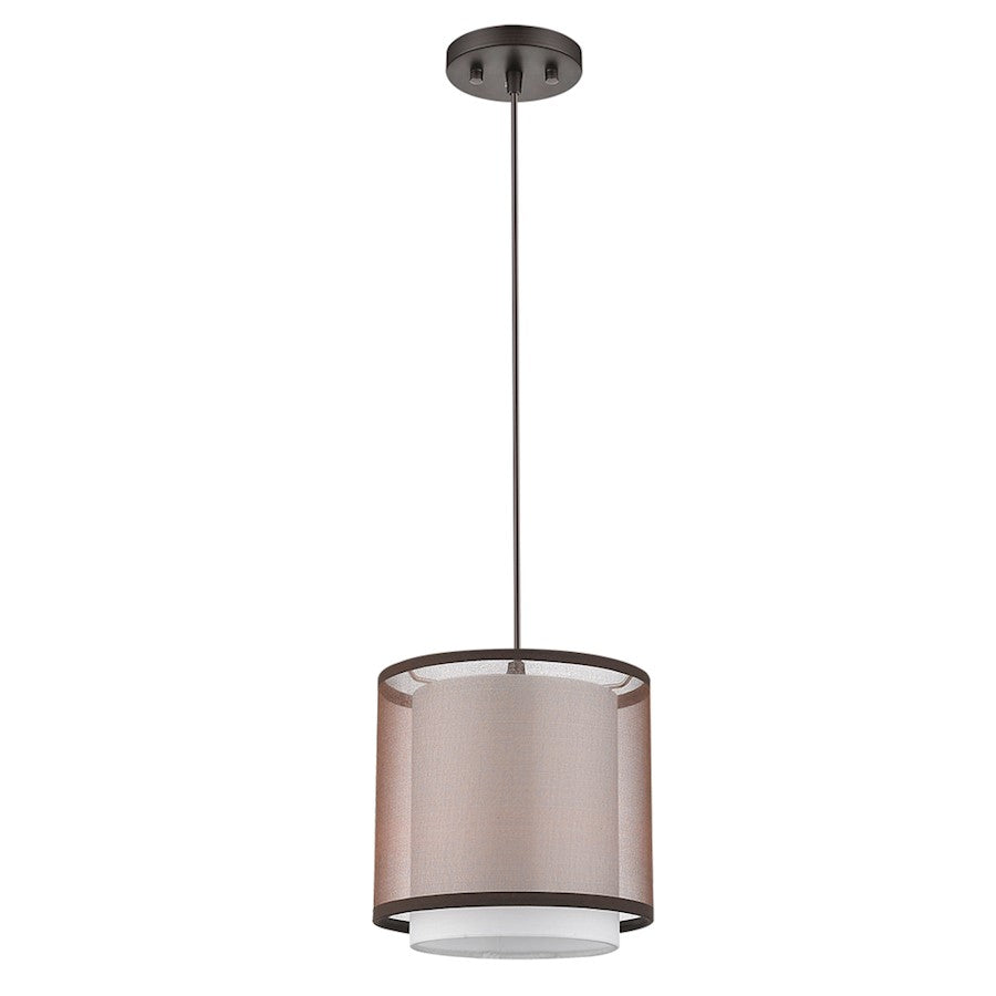 Acclaim Brella 1 Light Mini Pendant, Bronze/Gray Shantung 2 Tier