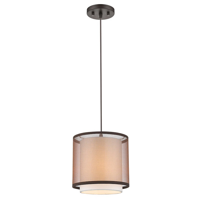 Acclaim Brella 1 Light Mini Pendant, Bronze/Gray Shantung 2 Tier