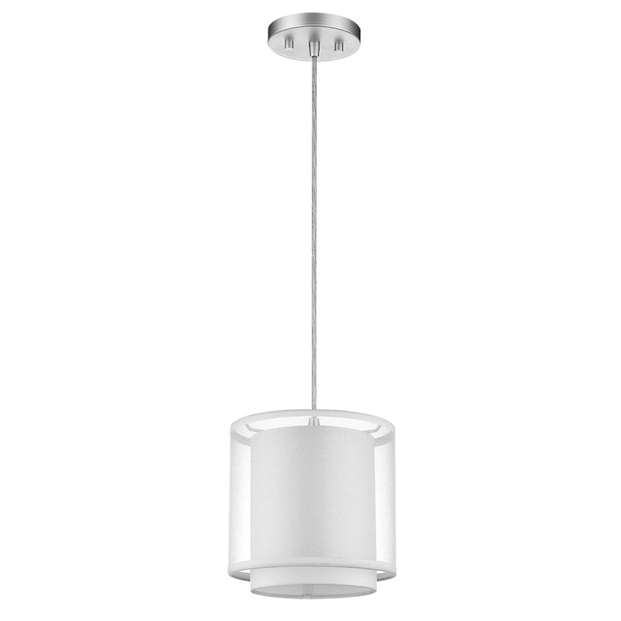 Acclaim Brella Mini Pendant, Silver/Snow Shantung 2 Tier