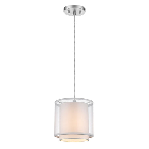 Acclaim Brella Mini Pendant, Silver/Snow Shantung 2 Tier