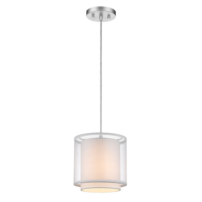 Acclaim Brella Mini Pendant, Silver/Snow Shantung 2 Tier