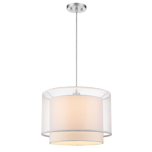Acclaim Brella Pendant, Metallic Silver/Snow Shantung 2 Tier