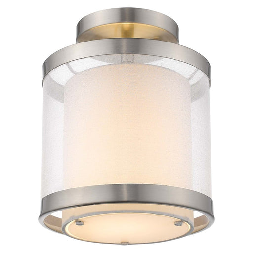 Acclaim Lux 8" Pendant, Nickel/Snow Shantung 2 Tier/Metal Trim