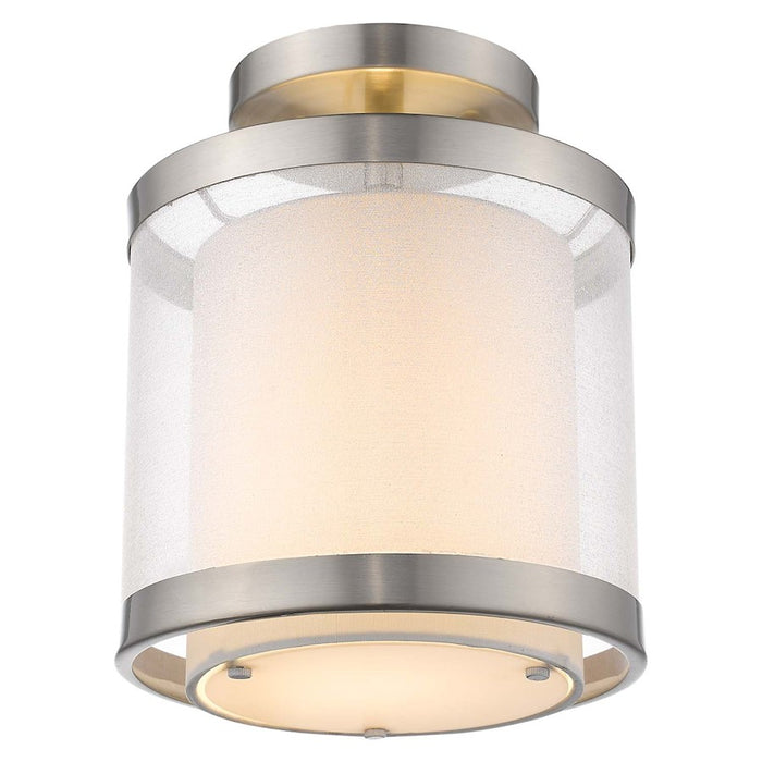 Acclaim Lux 8" Pendant, Nickel/Snow Shantung 2 Tier/Metal Trim