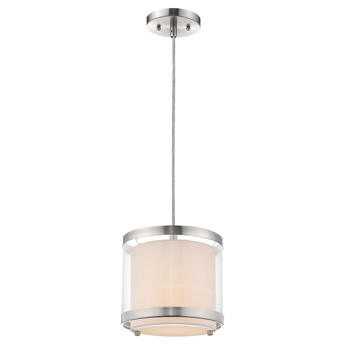 Acclaim Lux 8" Pendant, Nickel/Snow Shantung 2 Tier/Metal Trim