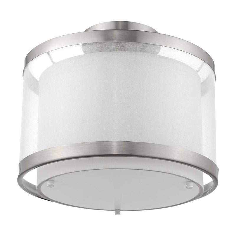 Acclaim Lux 12" Light Pendant, Nickel/Snow Shantung/Metal Trim