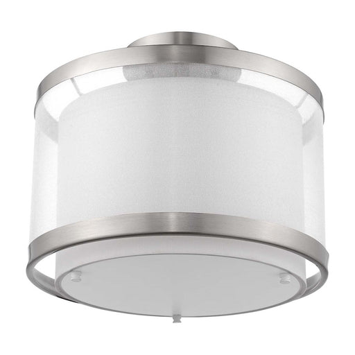 Acclaim Lux 12" Light Pendant, Nickel/Snow Shantung/Metal Trim