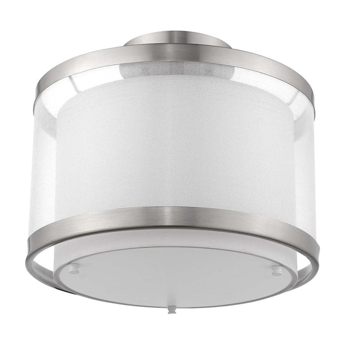Acclaim Lux 12" Light Pendant, Nickel/Snow Shantung/Metal Trim