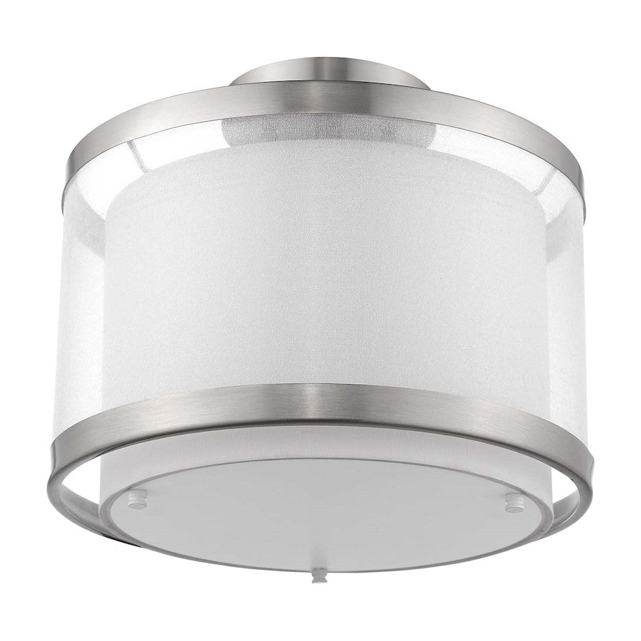 Acclaim Lux 12" Light Pendant, Nickel/Snow Shantung/Metal Trim