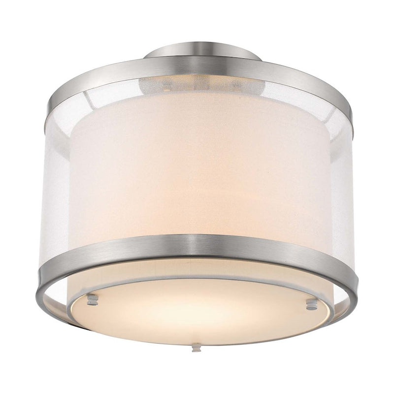 Acclaim Lux 12" Light Pendant, Nickel/Snow Shantung/Metal Trim