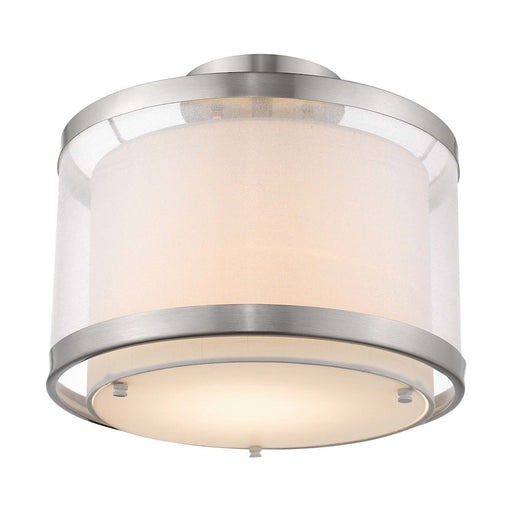 Acclaim Lux 12" Light Pendant, Nickel/Snow Shantung/Metal Trim