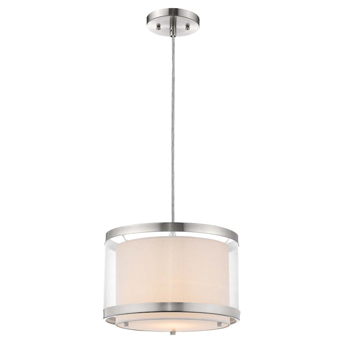 Acclaim Lux 12" Light Pendant, Nickel/Snow Shantung/Metal Trim