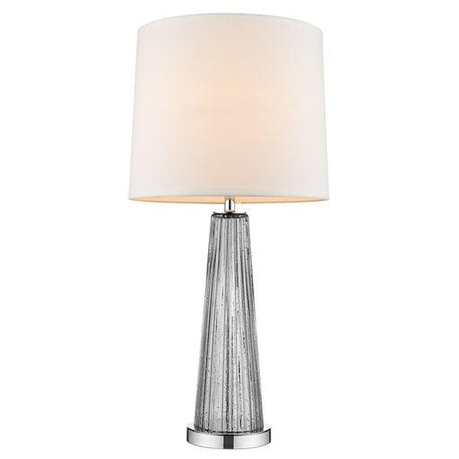 Acclaim Chiara 14" 1 Light Drum Lamp, Chrome/Off-White Shantung